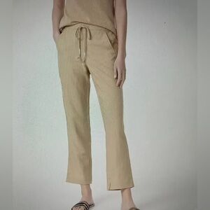 J. Crew Tie Waist Linen Blend Seaside Pant in Desert Sand - Size Medium